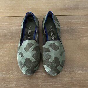ROTHYS OLIVE CAMOUFLAGE FLATS SHOES SIZE 9.5